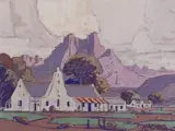 Jacobus Hendrik Pierneef, Twin Peaks, Jonkershoek, casein on board