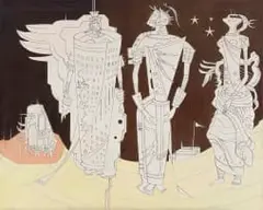 Hieratic Women by Alexis Preller, 1955, oil and pencil on canvas, offered Mar 2026