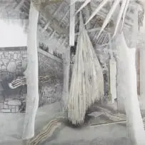Karel Nel, Leaf Shrine, North Island, Seychelles, 2014, charcoal, pastel and pigment on bonded fibre fabric
