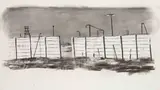 William Kentridge, Preparatory Sketch for Woyzeck on the Highveld (recto) Mine Compound (verso)