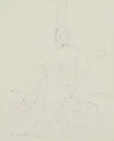 Irma Stern, The Seamstress, 1963, pen on paper