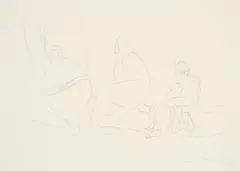 Irma Stern, Three Seated Women, 1963, ball point pen on paper