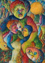 Helen Sebidi, Mophllosi Wa Batho (People Saver (sic) in Africa), 1993, mixed media on paper laid down on board