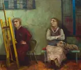 Karin Jaroszynska, Women and Easel, 1983, oil on canvas