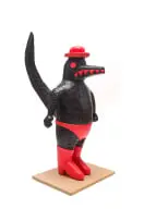 Cameron Platter, Crocodile, painted wood, on a wooden base