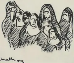Irma Stern, Group of Nuns, 1932, ink and charcoal on paper