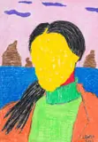 Lwando Dlamini, Portrait in a Landscape, 2021, crayon and acrylic on paper