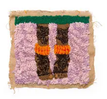 Talia Ramkilawan, Untitled II, 2018, ribbon and acrylic yarn on hessian