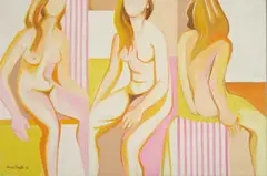 Anna Vorster, Triple Image of the Golden Girl, oil on canvas