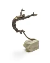 Stella Shawzin, Elevated Figure, bronze, on a stone base