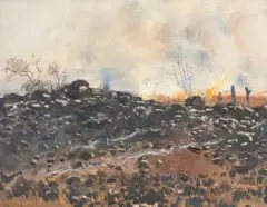 Veldbrand by Pelindaba (Wildfire at Pelindaba) by Frans Oerder, oil on panel, offered Mar 2026