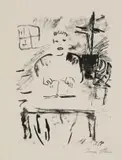 Irma Stern, Figure at a Desk, from the Visionen (Visions) Portfolio, lithograph on paper