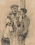 Louis Maqhubela, Street Corner, 1960, charcoal on paper