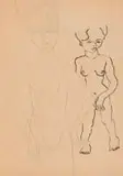 Alexis Preller, Figure Studies, sketch, pencil and ink on paper