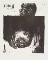 Skull and Side Profile by Johann Louw, 2004, lithograph on paper, offered Sep 2025