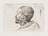 Johann Louw, Man in Profile, 2001, etching on paper