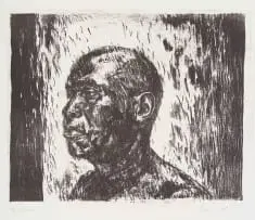 Man Looking into the Distance by Johann Louw, 2005, lithograph on paper, offered Sep 2025