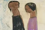 Charles Gassner, Two Figures, watercolour and pastel on paper