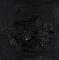 Joni Brenner, Janus, 2005, oil on granite tile on enamel painted board