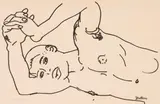 Walter Battiss, Reclining Figure, screenprint on paper