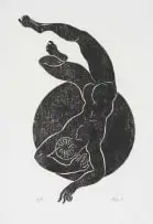 Bill (William John) Davis, Falling Man, woodcut on paper