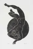 Bill (William John) Davis, Falling Man, woodcut on paper