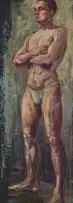 Erich Mayer, Standing Man, oil on board