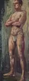 Erich Mayer, Standing Man, oil on board
