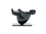 Florian Wozniak, Reclining Male Nude, bronze with a black patina, on a painted steel base