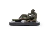 Stella Shawzin, Reclining Woman III, 1987, bronze with a brown patina, on a granite base