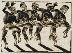 Thomas Motswai, Dancers, 1987, woodcut on paper