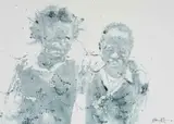 Nelson Makamo, Non-Social Selfies, monotype on paper