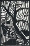 John Muafangejo, Mother and Child, 1979, woodcut on tissue paper