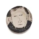 Clementina van der Walt, Plate with face and text, 2003, painted and glazed ceramic