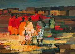 Jan Dingemans, African Figures, oil on board