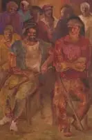 Amos Langdown, The Strikers, 1988, oil on canvas laid down on board