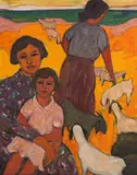 Marena (Kaffie) Pretorius, Women and Goats, oil on canvas
