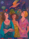 Elsabe Schady, Three Women and a Dove, 2003, oil on canvas