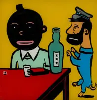 Conrad Botes, Salty Dog, 2001, reverse glass painting