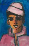 Carl Büchner, Boy Wearing a Pink Coat and Hat, acrylic on paper