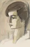 Carl Büchner, Profile of a Boy, charcoal and watercolour on paper