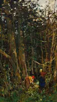 Adriaan Boshoff, Gathering Wood, oil on canvas laid down on board