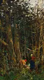 Gathering Wood by Adriaan Boshoff, oil on canvas laid down on board, sold Sep 2025