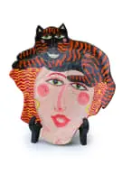 Kevin Collins, Woman and Cat, painted and glazed ceramic
