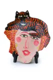 Kevin Collins, Woman and Cat, painted and glazed ceramic