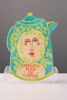 Kevin Collins, Humanity Runs on Coffee, 2020, painted and glazed ceramic