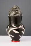 Rebecca Matibe, Vessel with Lid, low fired and enamel painted ceramic