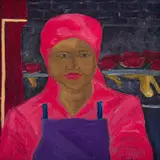 Meshack 'Shakes' Tembani, Portrait of a Woman in Interior, acrylic on wood
