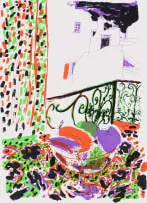 Mathios Paskalis among the Roses by Andrew Verster, 1987, colour lithograph on paper, sold Sep 2025