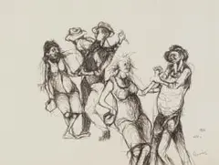 Zwelidumile Geelboi Mgxaji Mslaba 'Dumile' Feni, Group of Figures, 1966, pen on paper